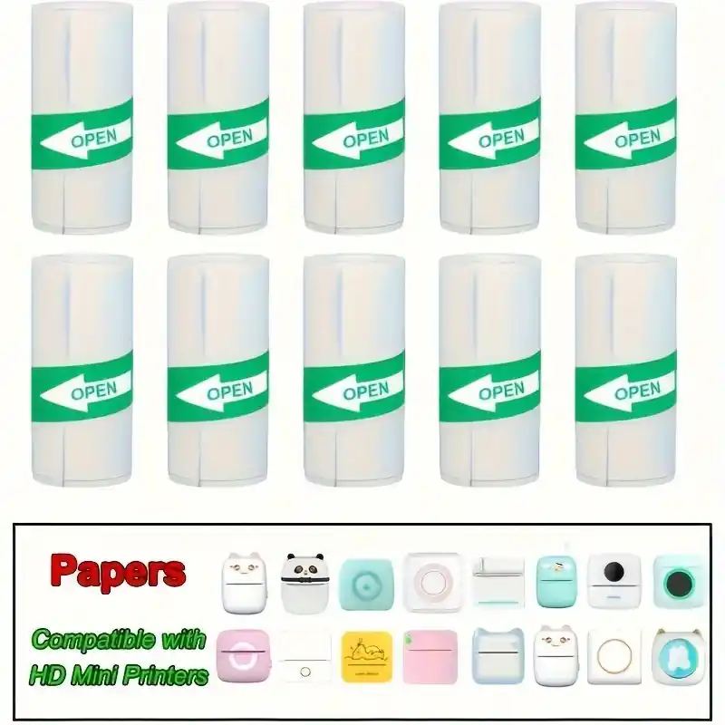 5 Rolls Selfadhesive Thermal Paper For Pocket Wireless Inkless Printer 57mm