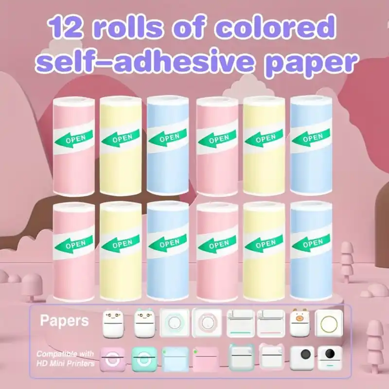 Colorful 57mm Selfadhesive Paper For Inkless Mini Printers Notes Photos