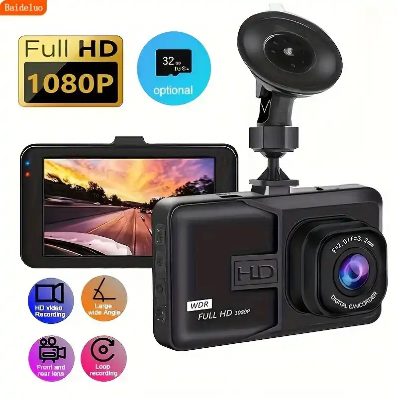1080p Hd 3 Inch Dash Cam With Night Vision Loop Recording