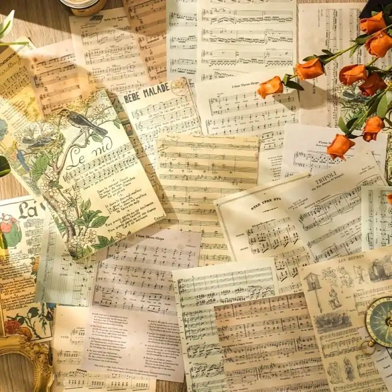 60sheet Vintage Music Note Scrapbook Paper For Diy Bullet Journals