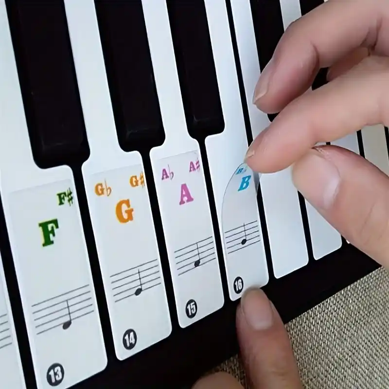 Colorful Removable Piano Key Note Stickers Easy Learning Quick Mastery