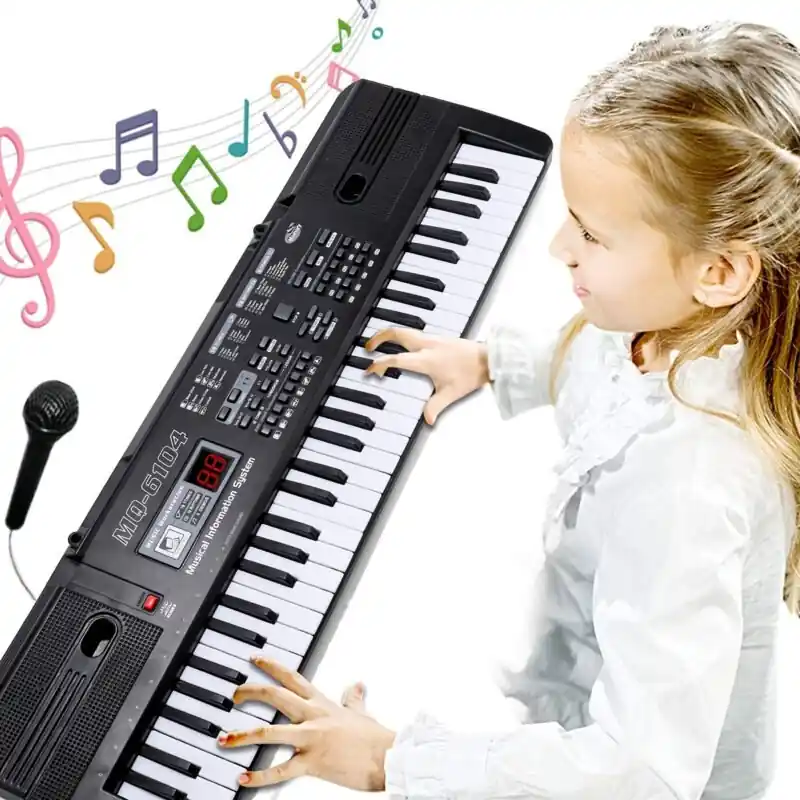 61key Portable Electronic Keyboard Kids Musical Learning Toy With Mic