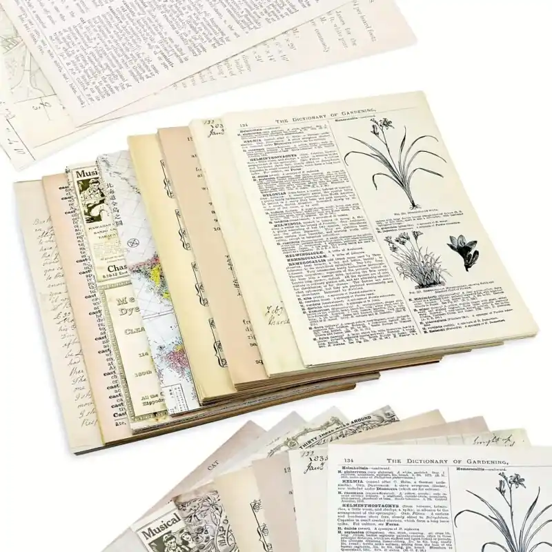 240pcs Vintage Music Kraft Scrapbook Paper Pack Math Newspaper Sheets