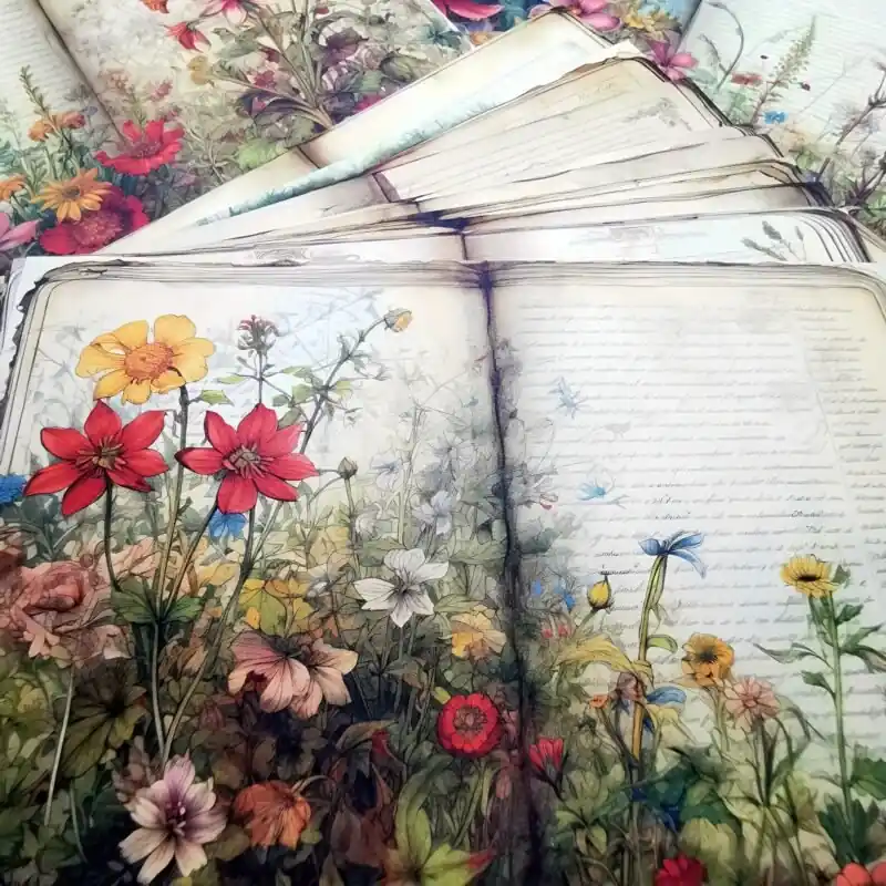 Vigus A5 Flower Handcraft Paper 16 Sheets For Junk Journals