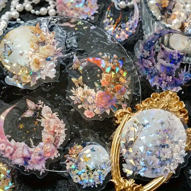 20sheet Moon Cat Flower Collage Stickers For Scrapbooking Diy Crafts