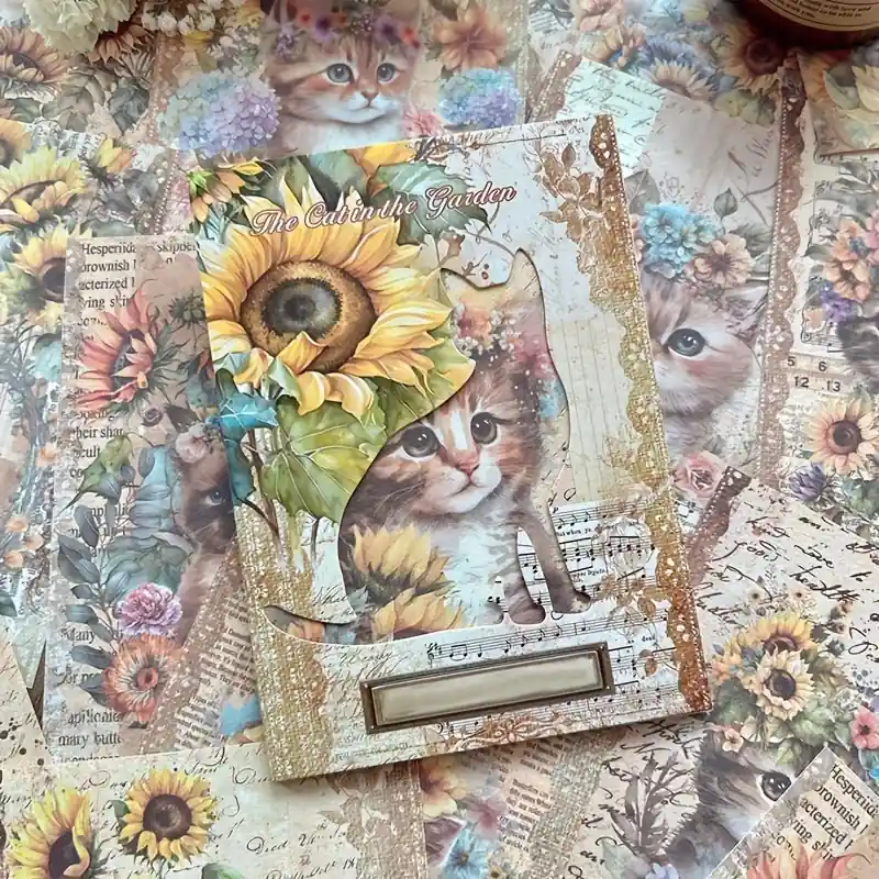 30 Sheets Catthemed Scrapbook Paper For Journals Craft Projects