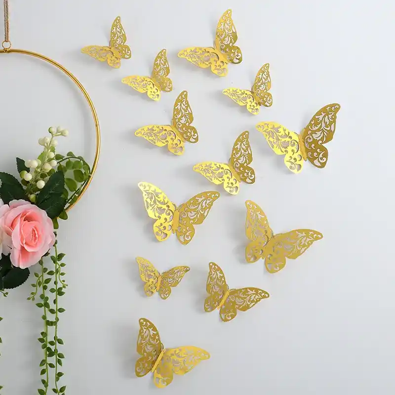 3d Metal Butterfly Wall Stickers Stunning Hollow Design Living Room Decor