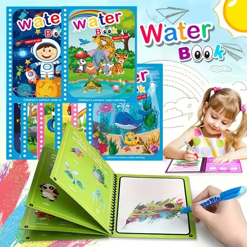 Montessori Reusable Water Coloring Book Messfree Educational Art Toy For Kids
