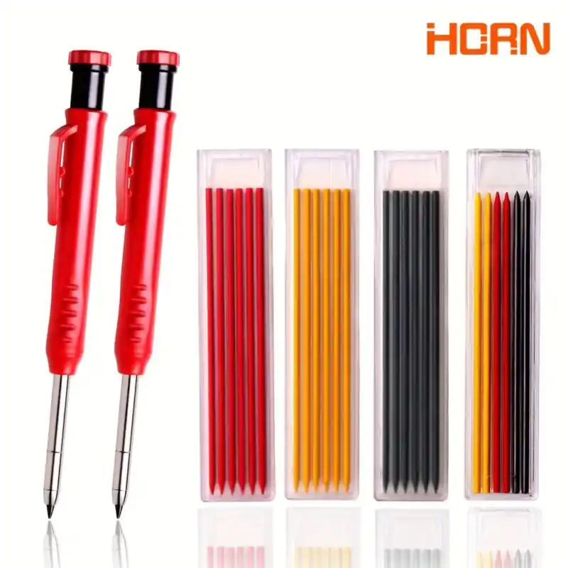 Durable Carpenter Pencil Set With Refill Sharpener 3 Colors