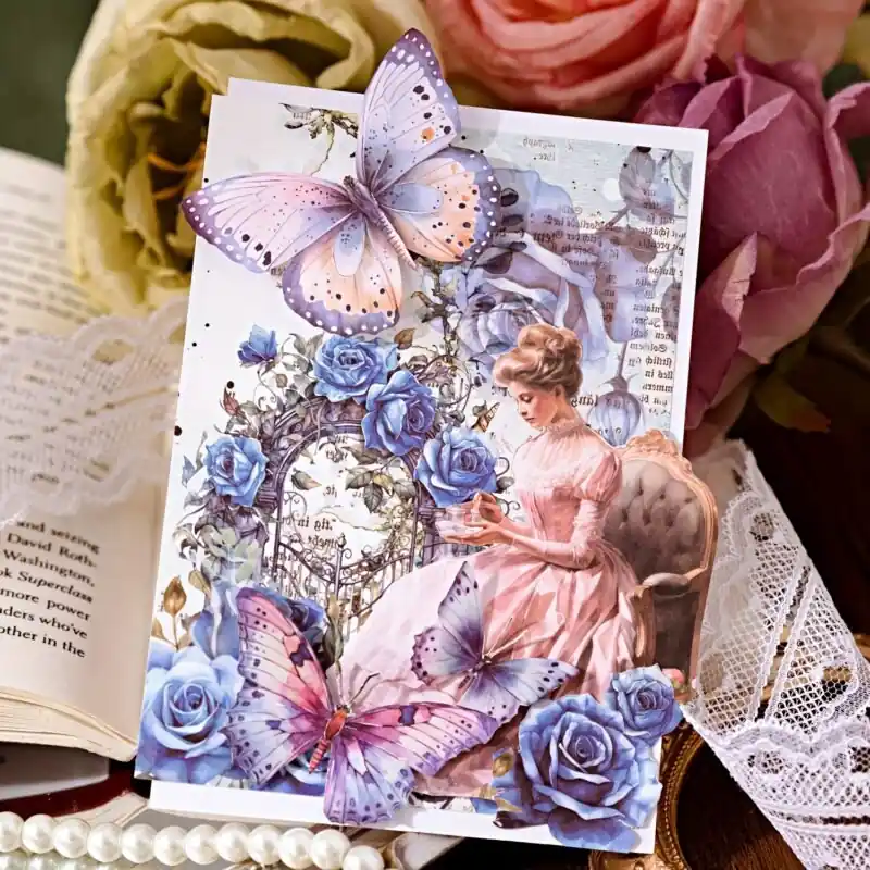 Vintage Butterfly Floral Scrapbook Paper 30 Sheets For Diy Crafts