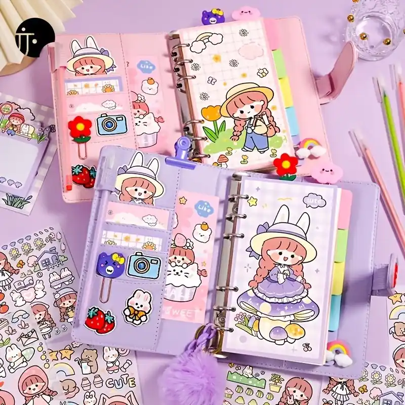 Vintage Softcover Journal Creative Cartoonthemed Notebook With Stickers