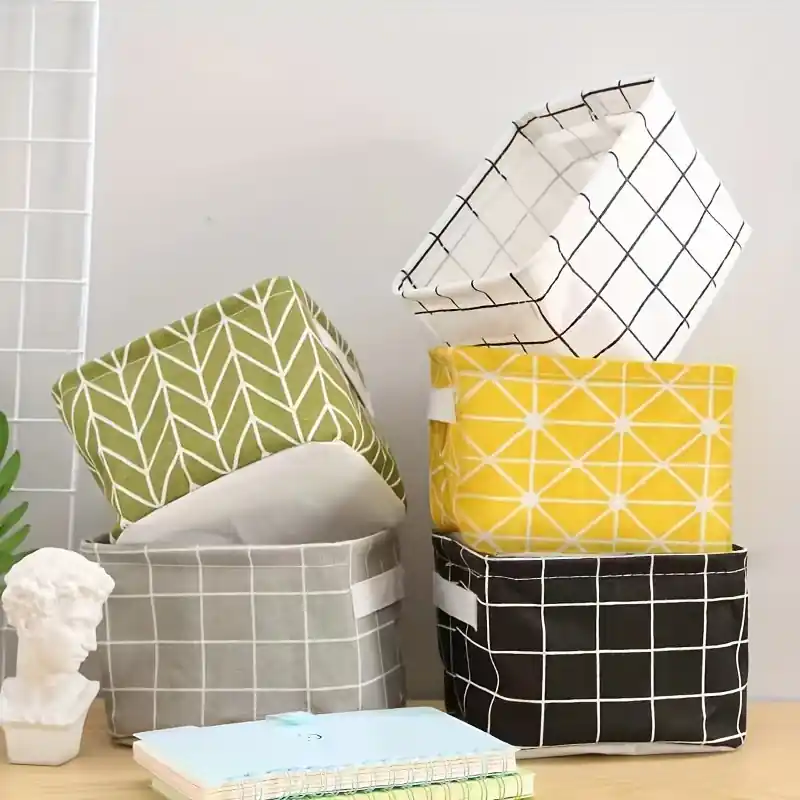 Chic Foldable Fabric Storage Basket With Handle Multipurpose Home Organizer