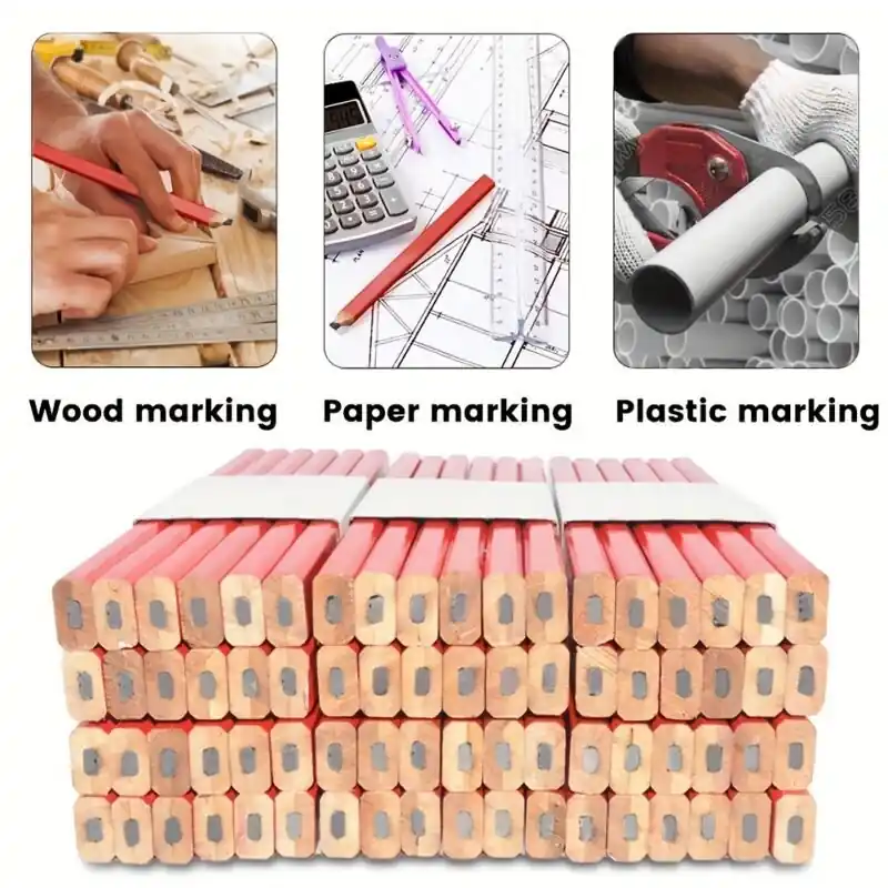 10pack Flat Black Octagonal Woodworking Carpenter Pencils For Precise Marking