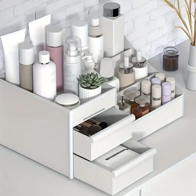 Chic Makeup Organizer With Drawers Countertop Cosmetic Storage For Women