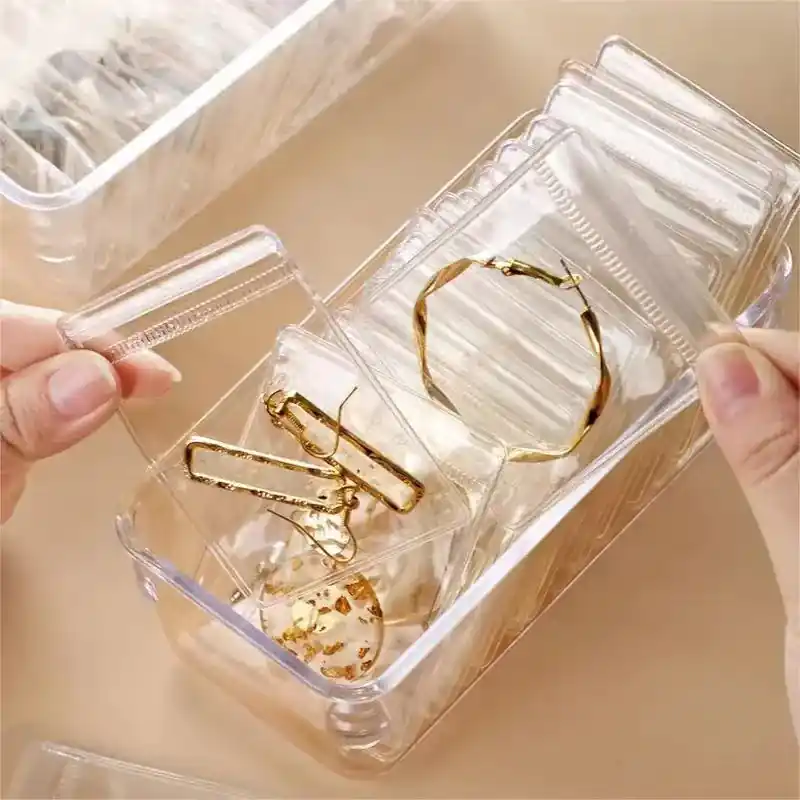 50pcs Clear Antioxidation Jewelry Zipper Bags Waterproof Storage Pouches