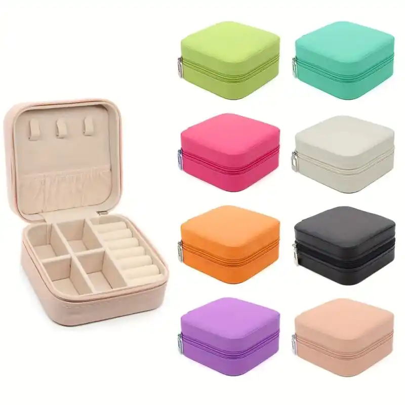 Compact Travel Jewelry Box Portable Organizer For Rings Necklaces Bracelets