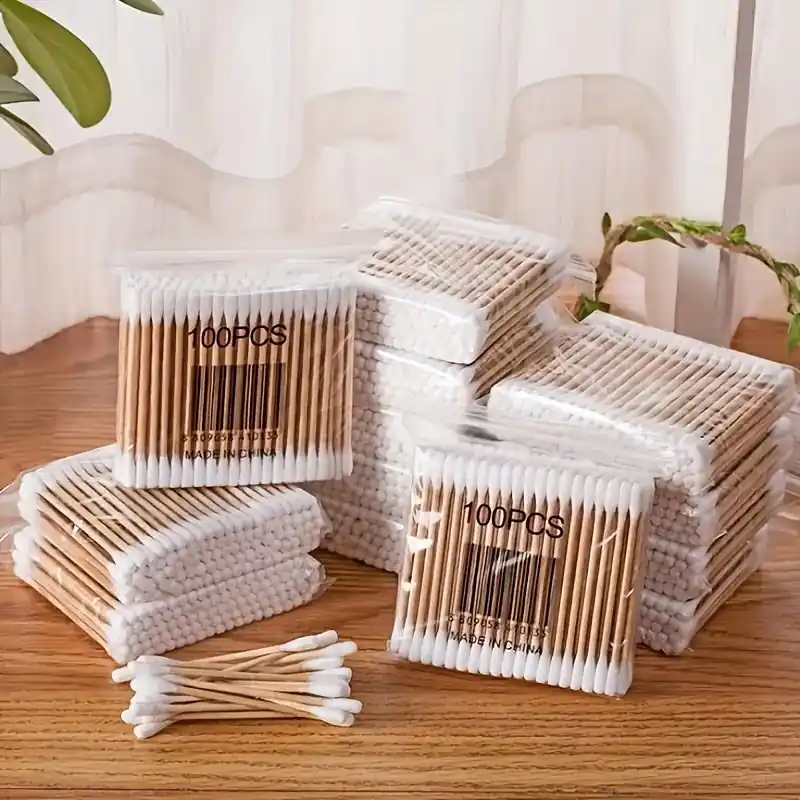 100pcs Doubleheaded Cotton Swabs For Ear Cleaning Makeup And Beauty