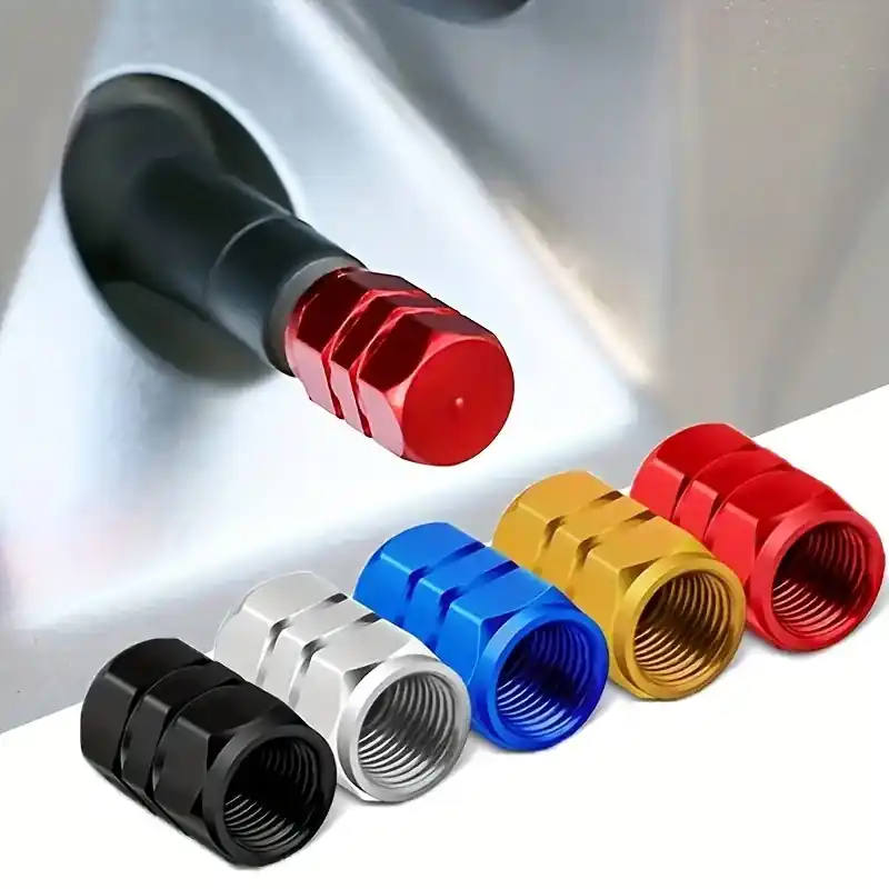 4pcs Aluminum Alloy Dustproof Tire Valve Caps For Cars Bikes Trucks