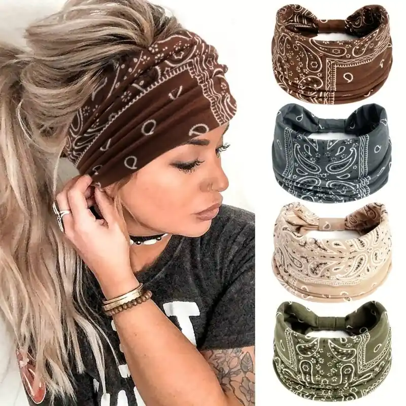Boho Paisley Headband Stretchy Durable Turban For Active Women