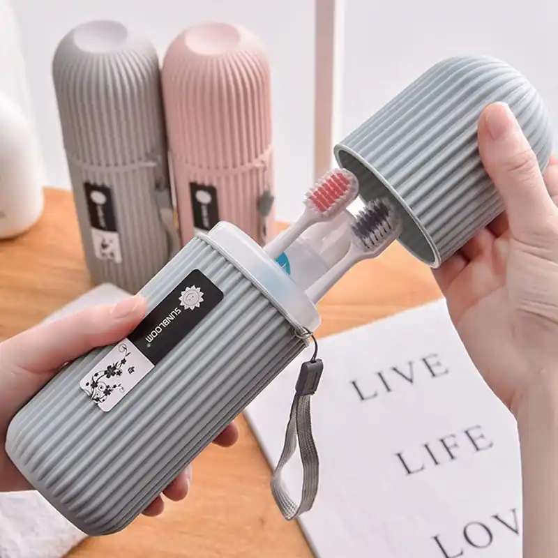 Portable Travel Toothbrush Set Toothpaste Cartridge Rinse Cup