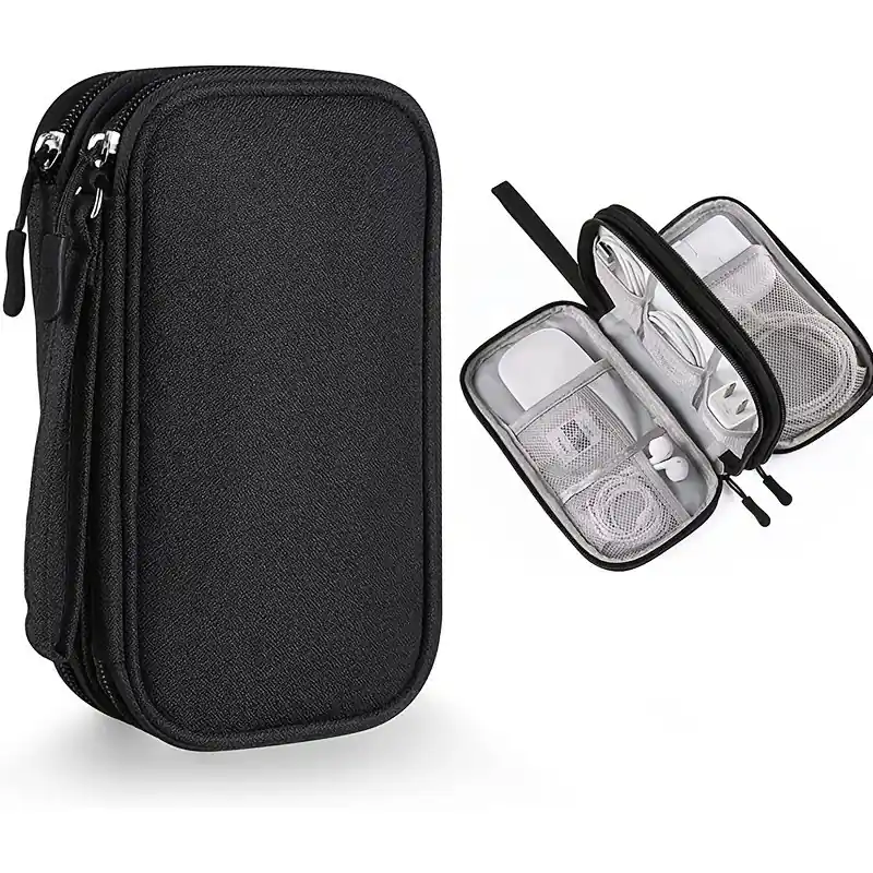 Portable Waterproof Doublelayer Travel Organizer Bag For Cables And Accessories