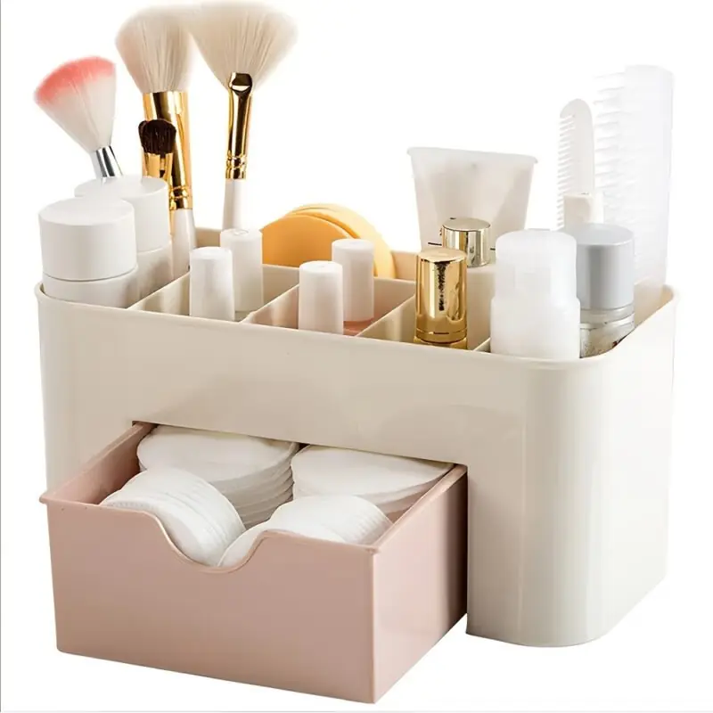 Stylish Tabletop Makeup Organizer Cosmetics Jewelry Storage Box 1pc