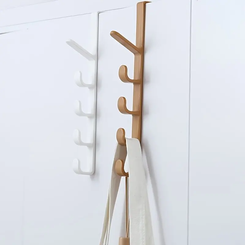 5hook Over Door Plastic Organizer Rack For Coats Hats Towels