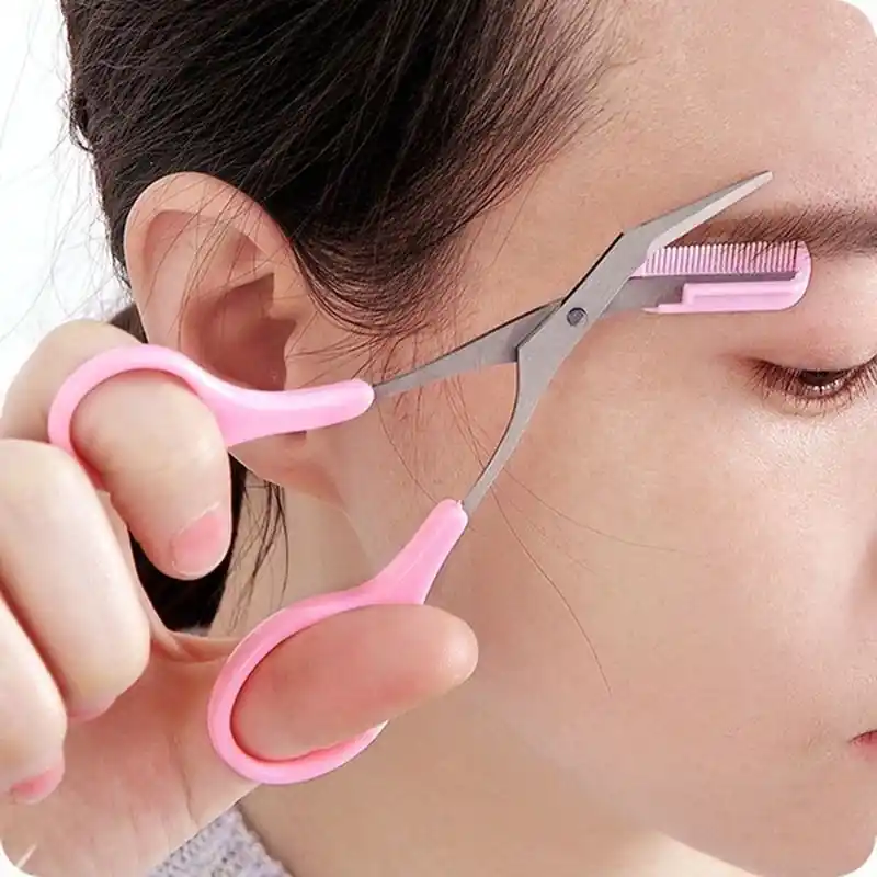 Precision Eyebrow Trimmer Scissor With Comb Facial Hair Removal Tool
