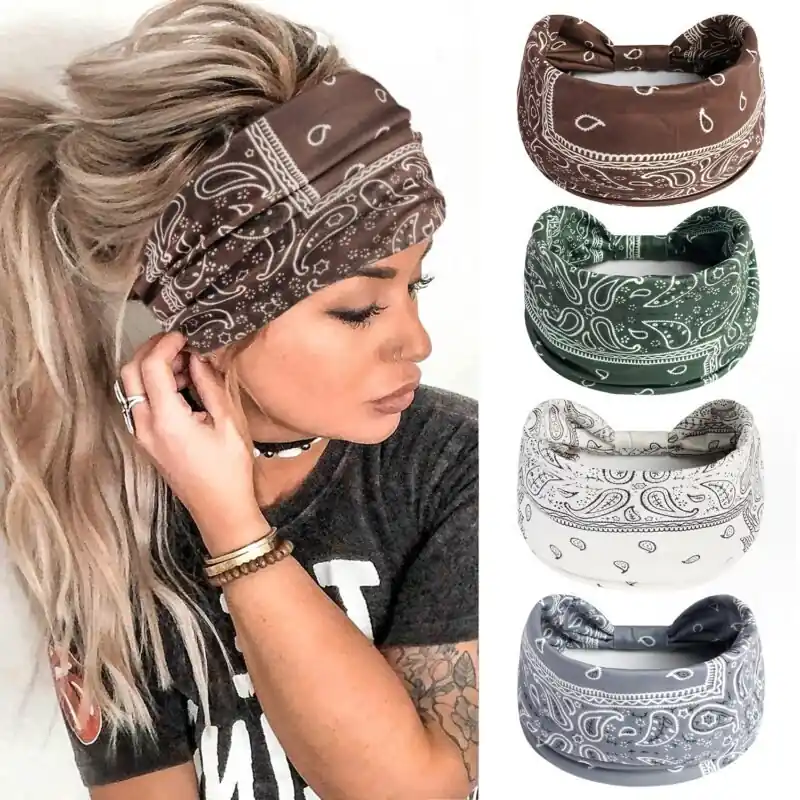 Boho Stretch Wide Knot Turban Headbands Fashion Hair Accessories For Women