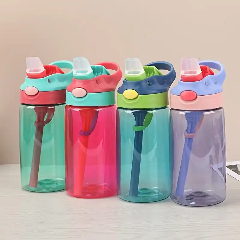 Leakproof 480ml Cartoon Water Bottle With Straw Bpafree Durable Portable