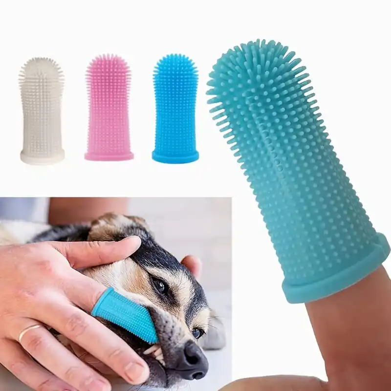 Durable Nontoxic Silicone Dog Toothbrush Gentle Dental Care Fresher Breath