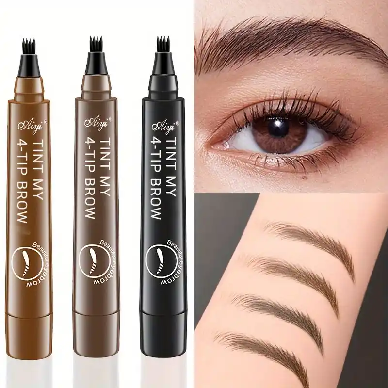 4pcs Waterproof Micro Tip Eyebrow Tint Pen Long Lasting Natural Colors