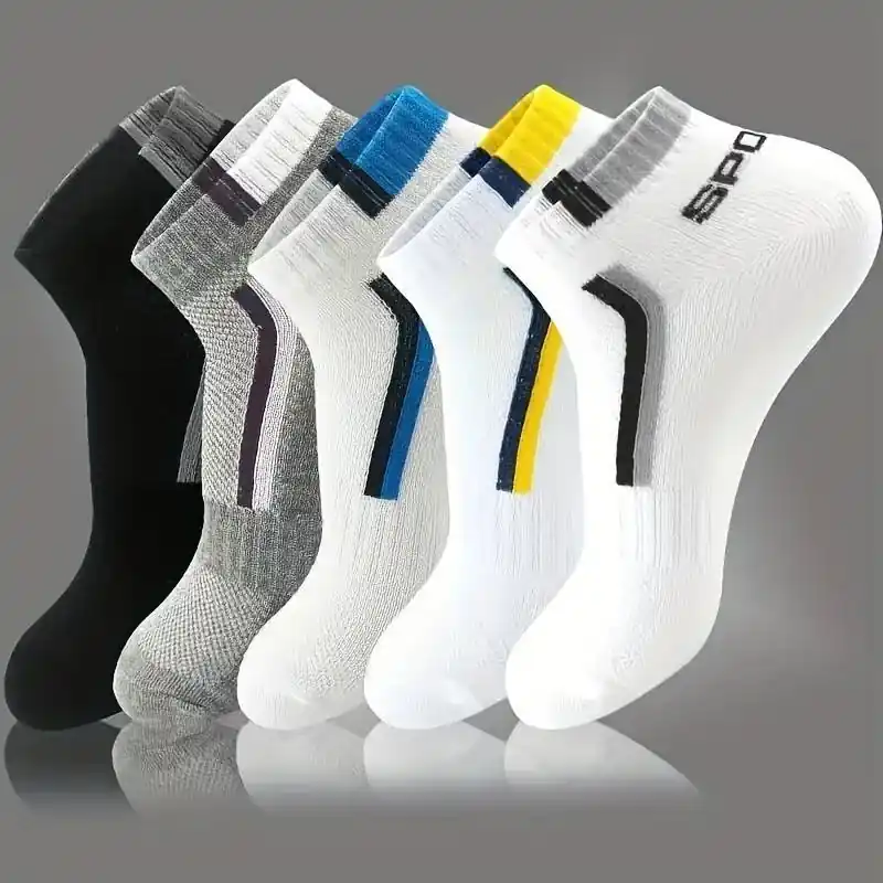 Mens Athletic Mesh Ankle Socks Breathable Moisturewicking 5 Pairs