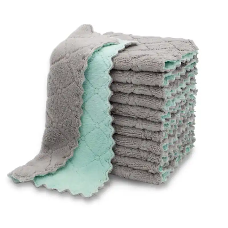 1020pcs Absorbent Kitchen Dish Towels Cloths Set Random Colors