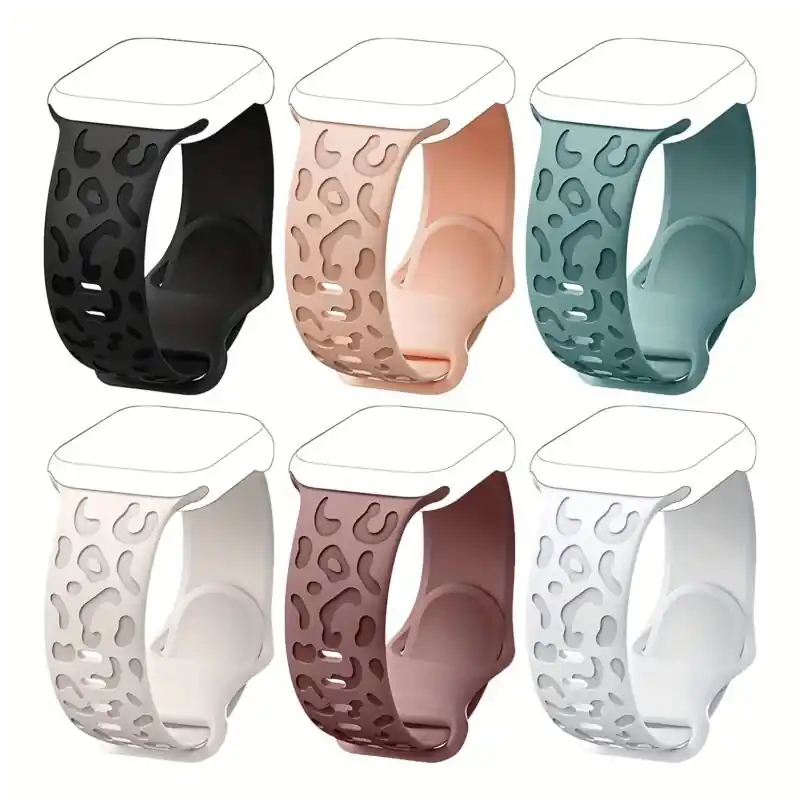 Stylish Leopard Print Waterproof Silicone Iwatch Band Series 876se