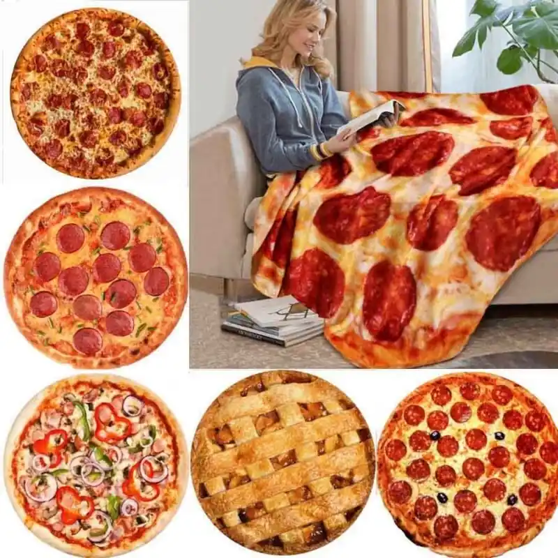 Cozy Flannel Pizza Pattern Throw Blanket For Sofa Bed Napping