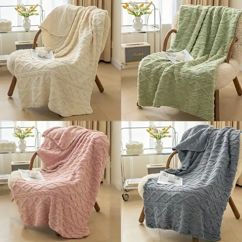 Luxurious 3d Lamb Fleece Plush Blanket For Bed Couch And Travel
