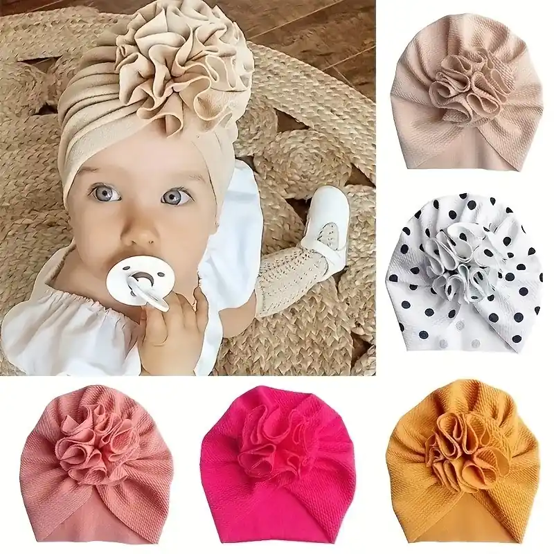 Soft Cozy Newborn Baby Flower Turban Hats Adorable Nursery Head Wraps