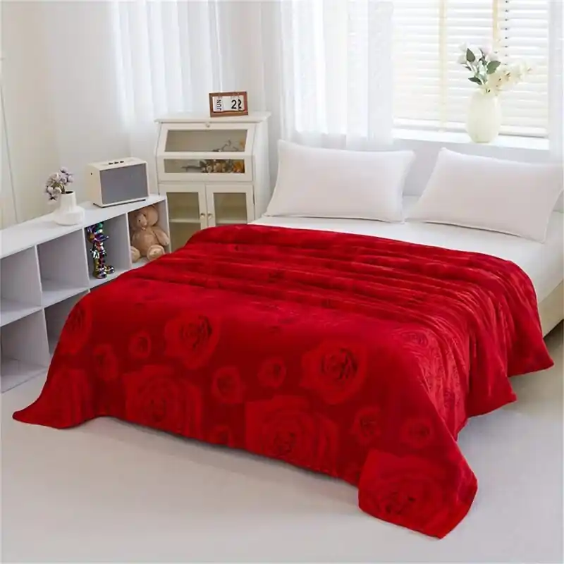 Soft Rose Patterned Blanket Ideal For Bed Sofa Travel Valentines Gift