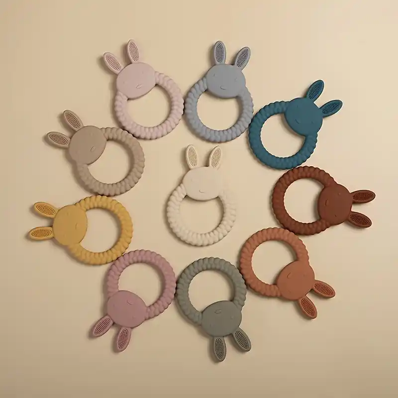 Foodgrade Silicone Rabbit Teether Toy Healthy Molar Chewing For Newborns