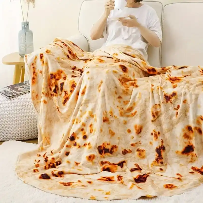 Cozy Mexican Tortilla Print Flannel Blanket For Sofa Bed Camping Travel