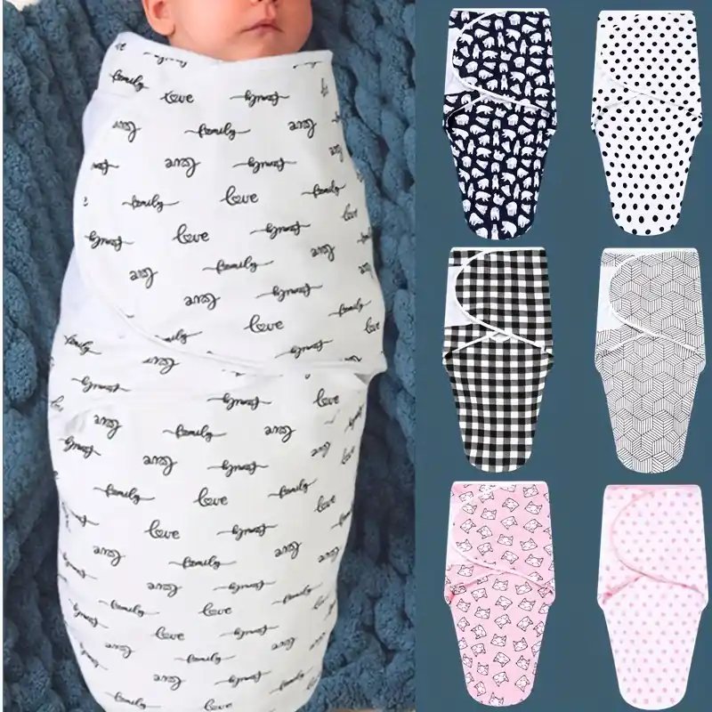 Soft Cotton Adjustable Baby Swaddle Wrap Neutral Sleep Sack 03 Months