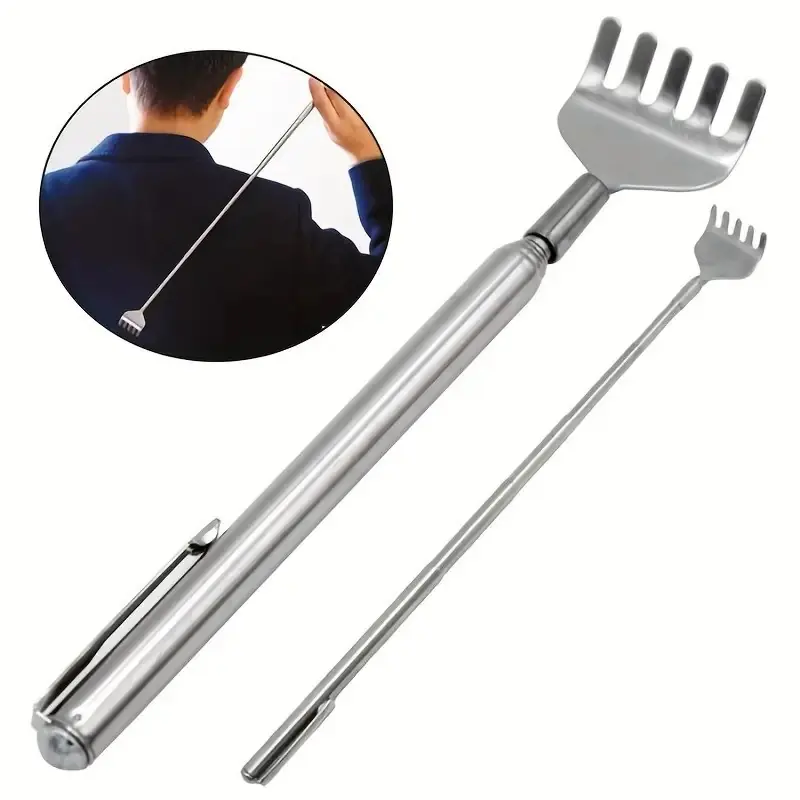 Stainless Steel Retractable Telescopic Back Scratcher And Horn Massager