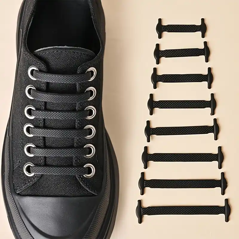 16pcs Notie Silicone Elastic Shoe Laces For Sneakers Skate Casual Shoes