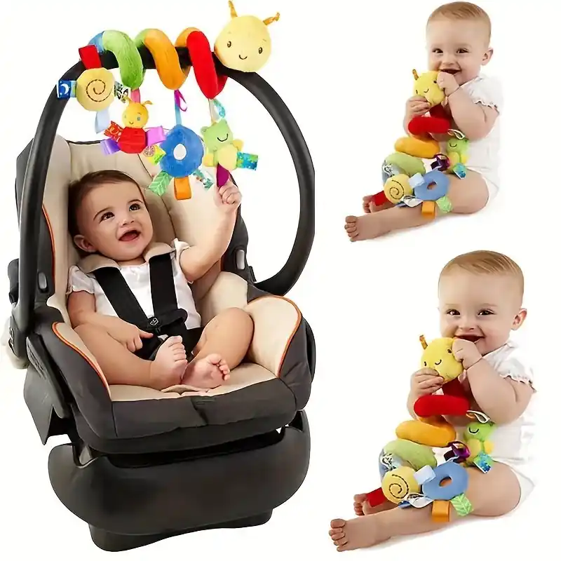Newborn Spiral Stroller Car Seat Toys Plush Rattle Sensory Gift