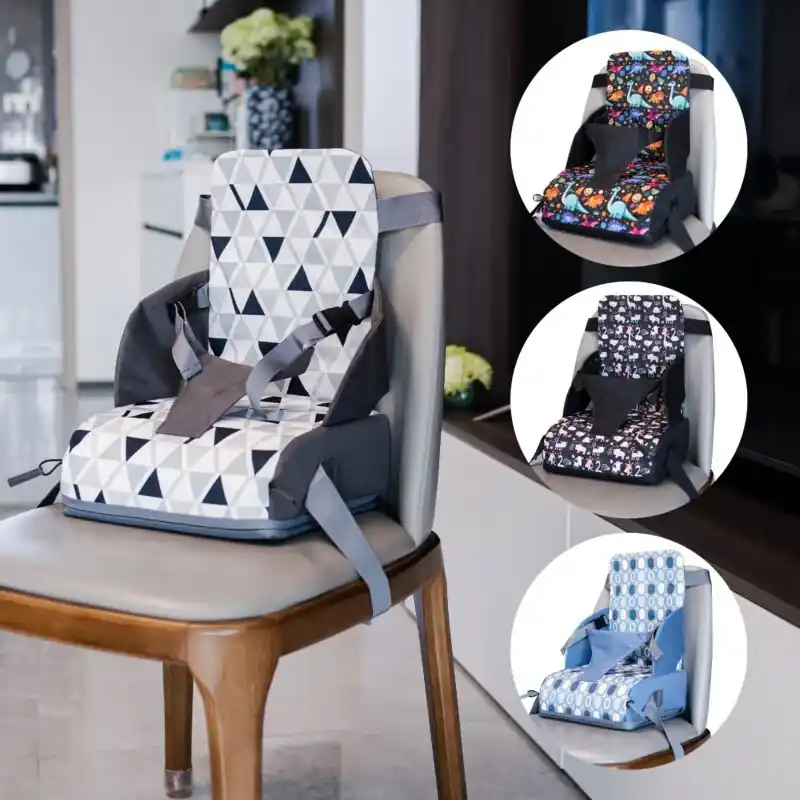 Portable Waterproof Booster Seat With Backrest Adjustable Belt For Dining Table