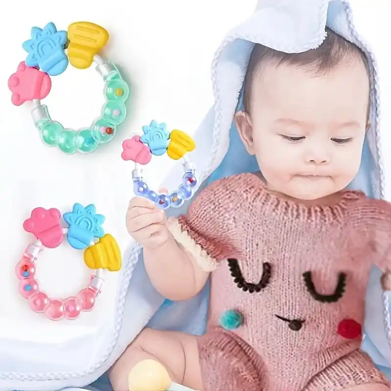 Silicone Baby Teether Rattle Musical Molar Stick Holiday Gift Set