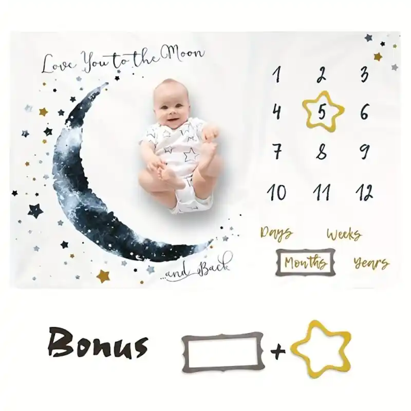 Baby Boy Milestone Blanket First Year Growth Chart Large Photography Gift