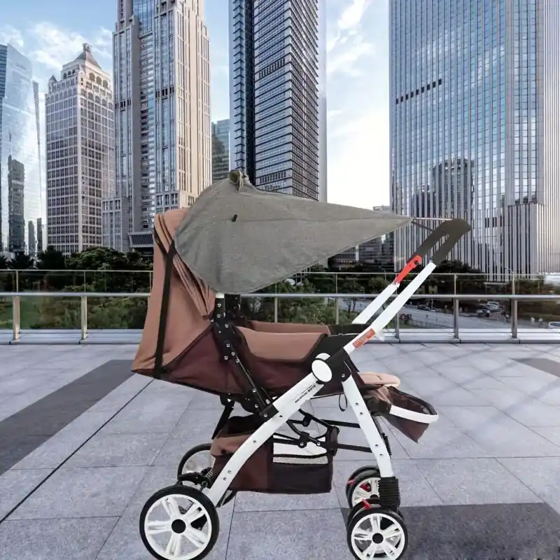 Uv Protection Waterproof Sunshade Canopy For High View Double Strollers