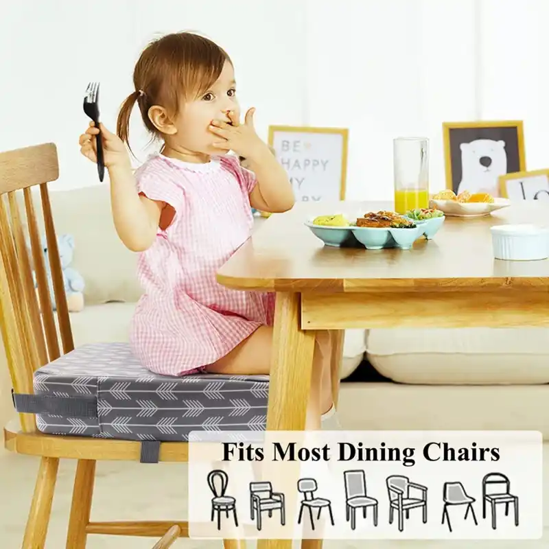 Portable Adjustable Infant Toddler High Chair Booster Washable Cushion Grey Arrow